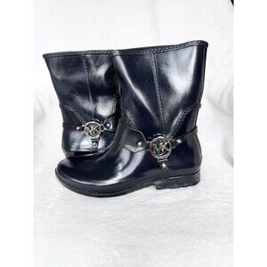 MK Michael Kors Women's Black Fulton Hariness Rain Boots Shoes Retired, Size 8
